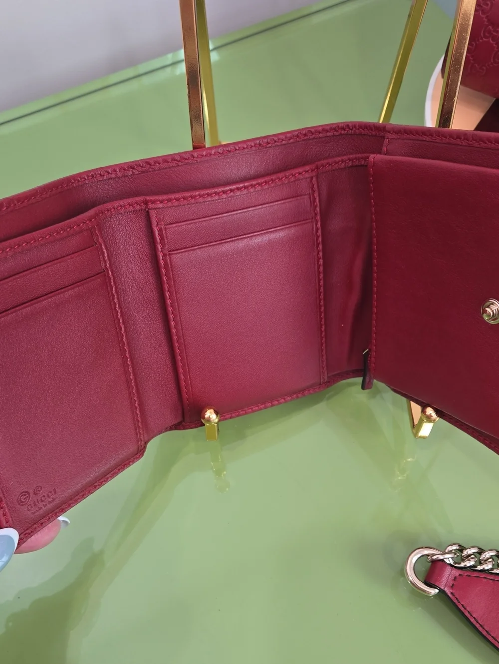 Gucci Guccisima Burgundy Red Mini Shoulder Bag with Tassel and Wallet